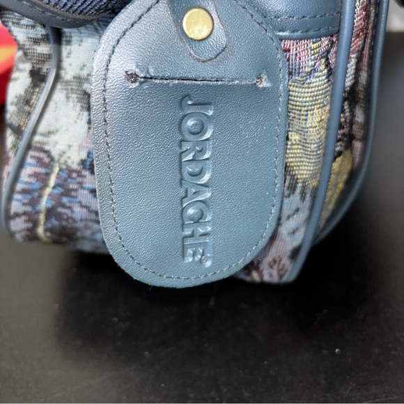 Vintage Jordache Blue Floral Overnight Bag Feet Pockets 15x10.5 - Picture 7 of 9